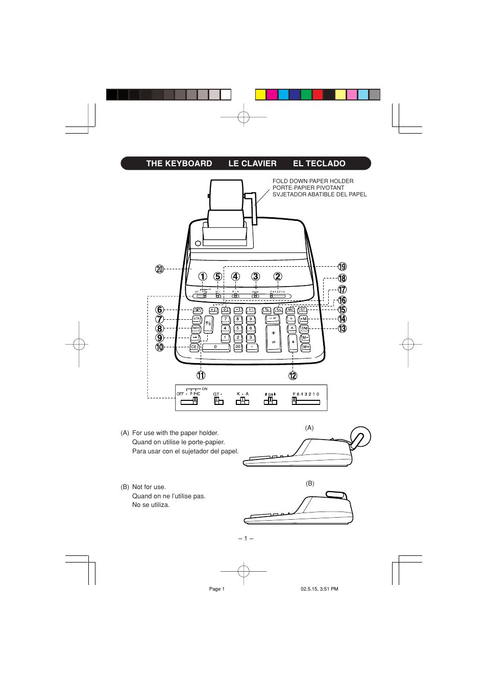 The keyboard le clavier el teclado | Sharp CS-2635H User Manual | Page 3 / 48