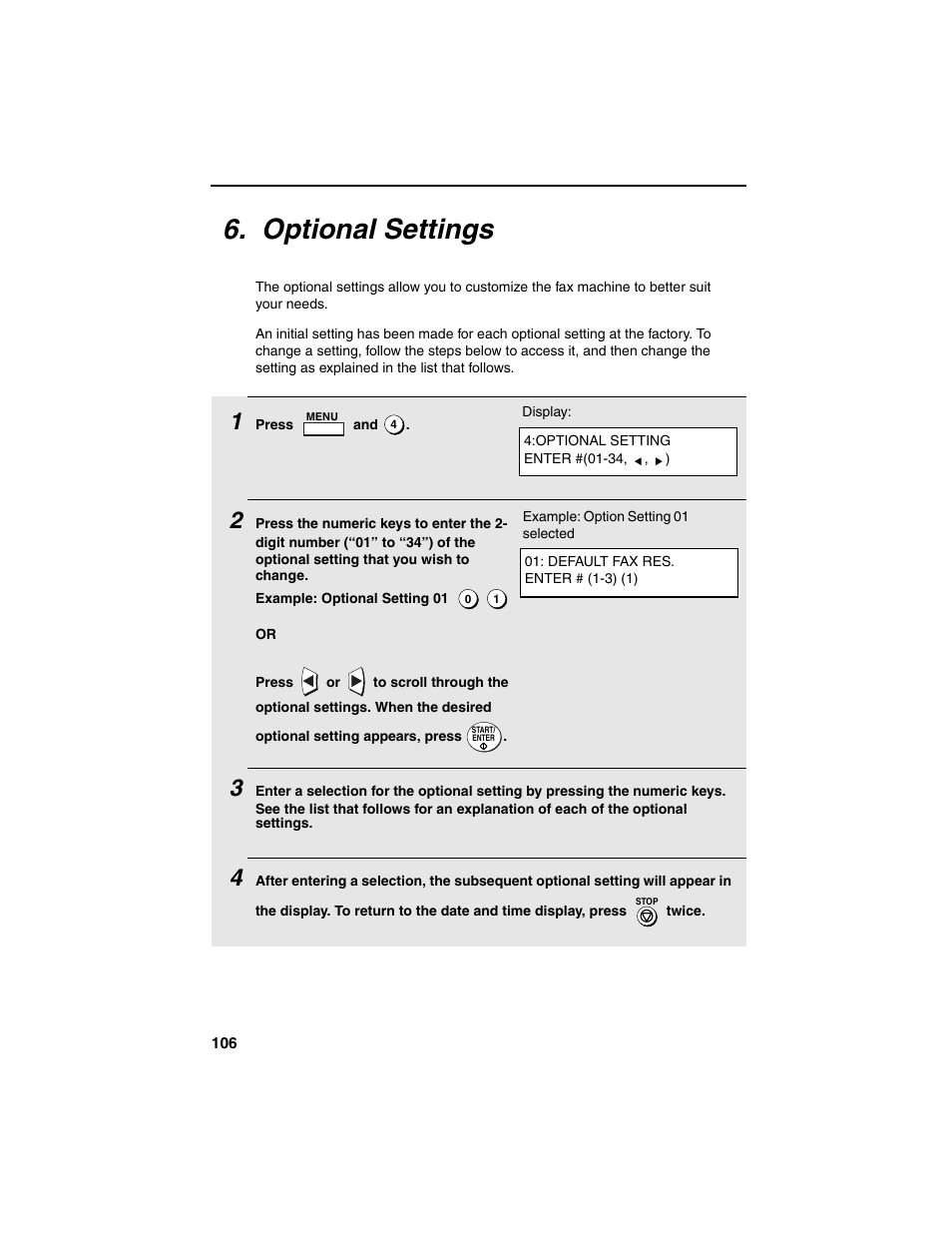 Optional settings | Sharp FO-4450 User Manual | Page 108 / 144