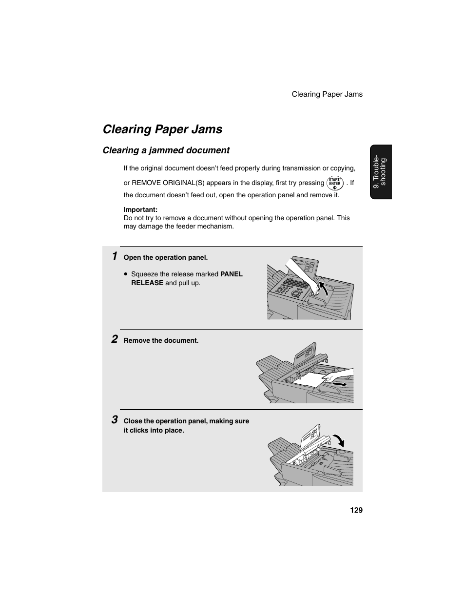 Clearing paper jams | Sharp FO-4450 User Manual | Page 131 / 144