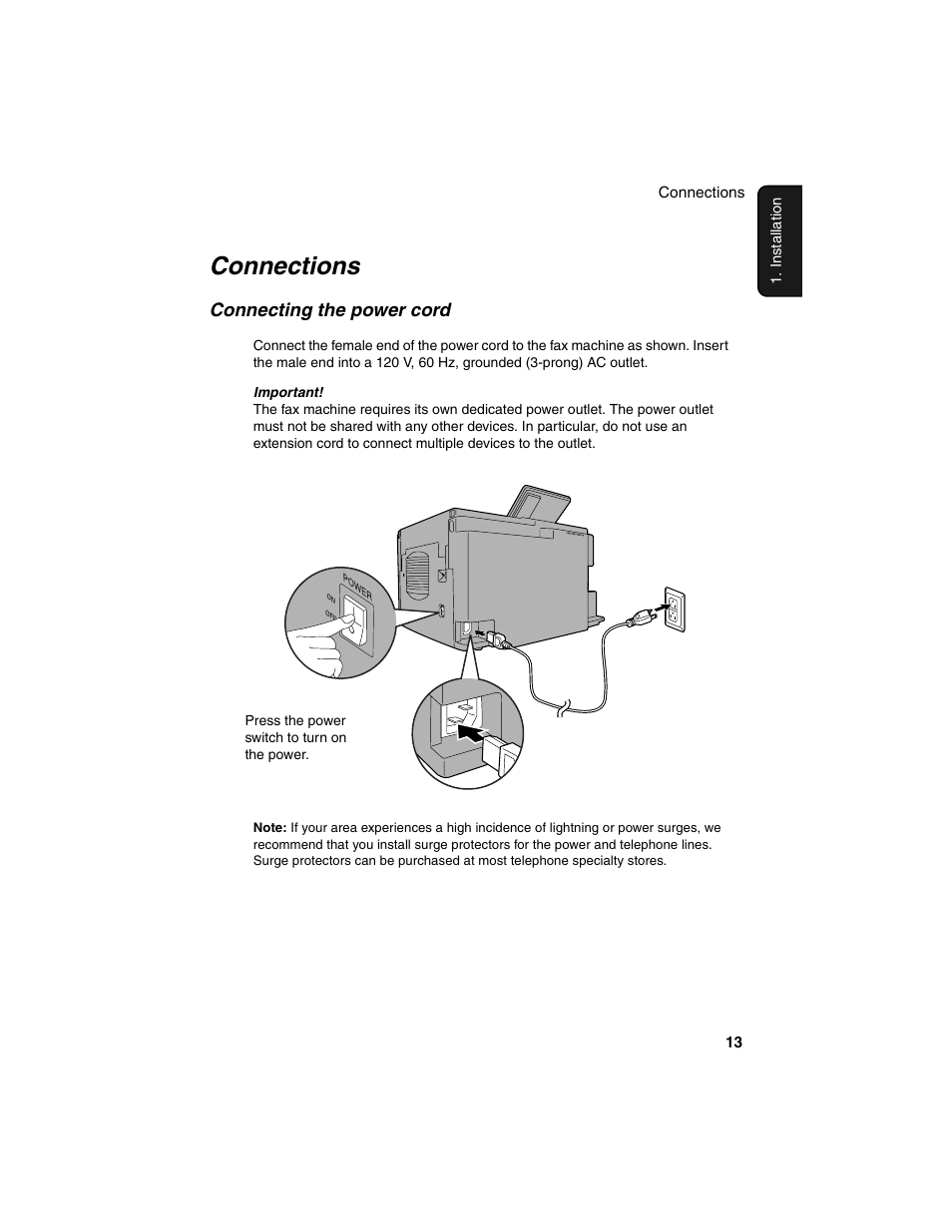 Connections | Sharp FO-4450 User Manual | Page 15 / 144