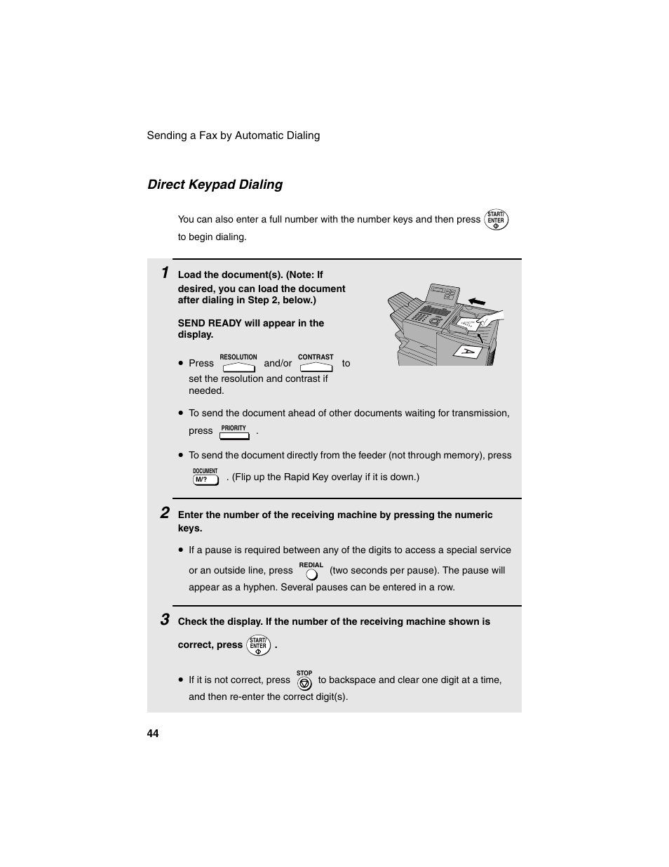 Direct keypad dialing | Sharp FO-4450 User Manual | Page 46 / 144