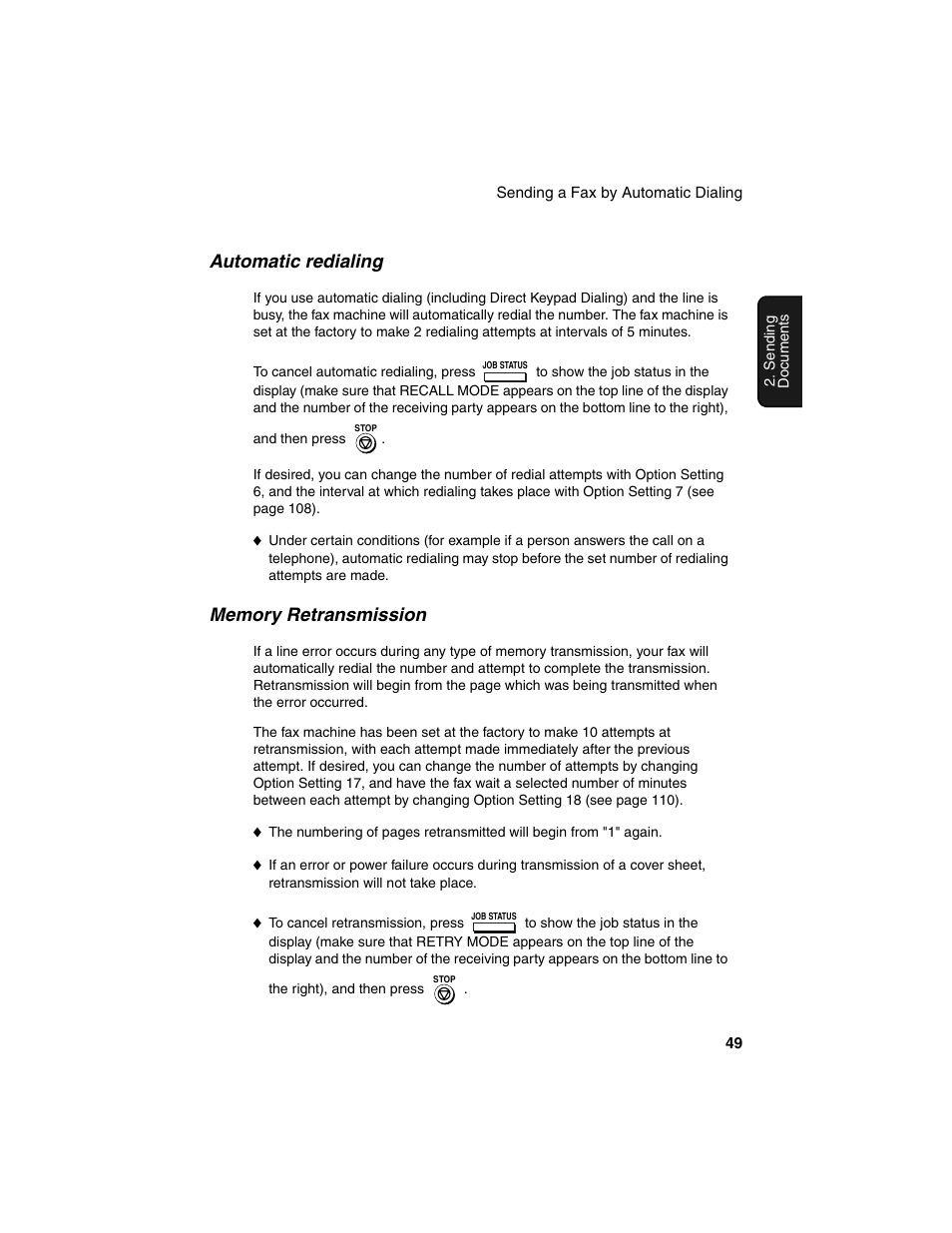 Automatic redialing | Sharp FO-4450 User Manual | Page 51 / 144