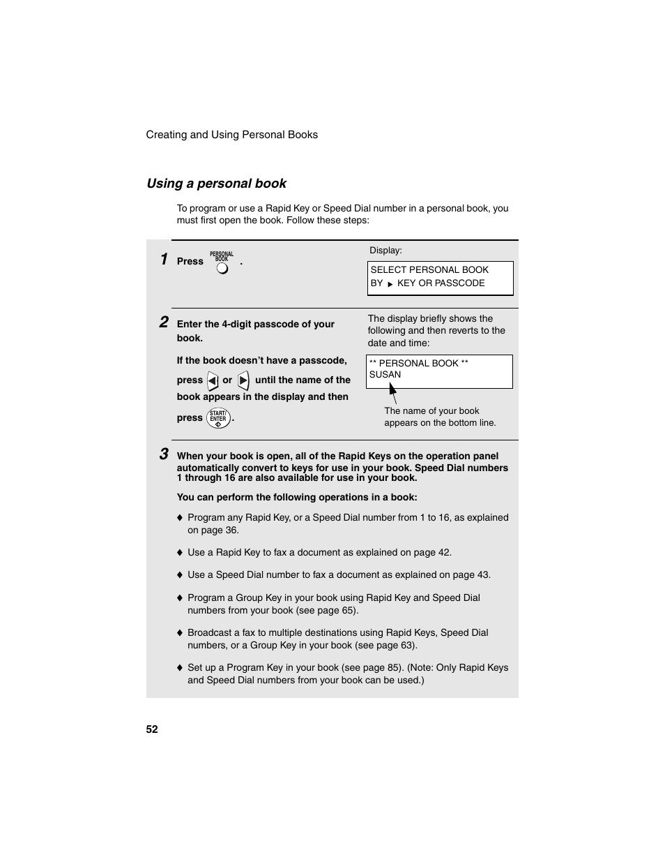 Using a personal book | Sharp FO-4450 User Manual | Page 54 / 144