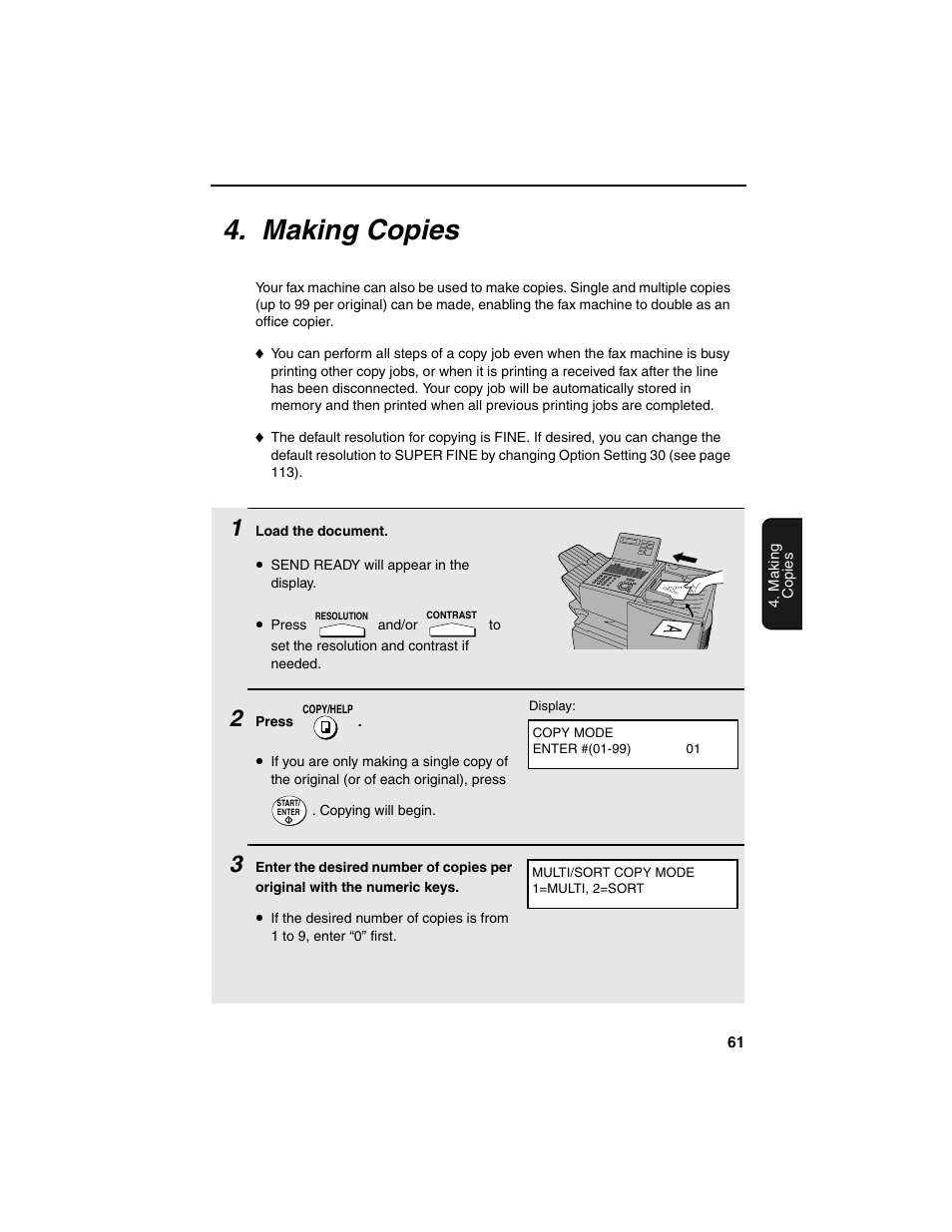 Making copies | Sharp FO-4450 User Manual | Page 63 / 144