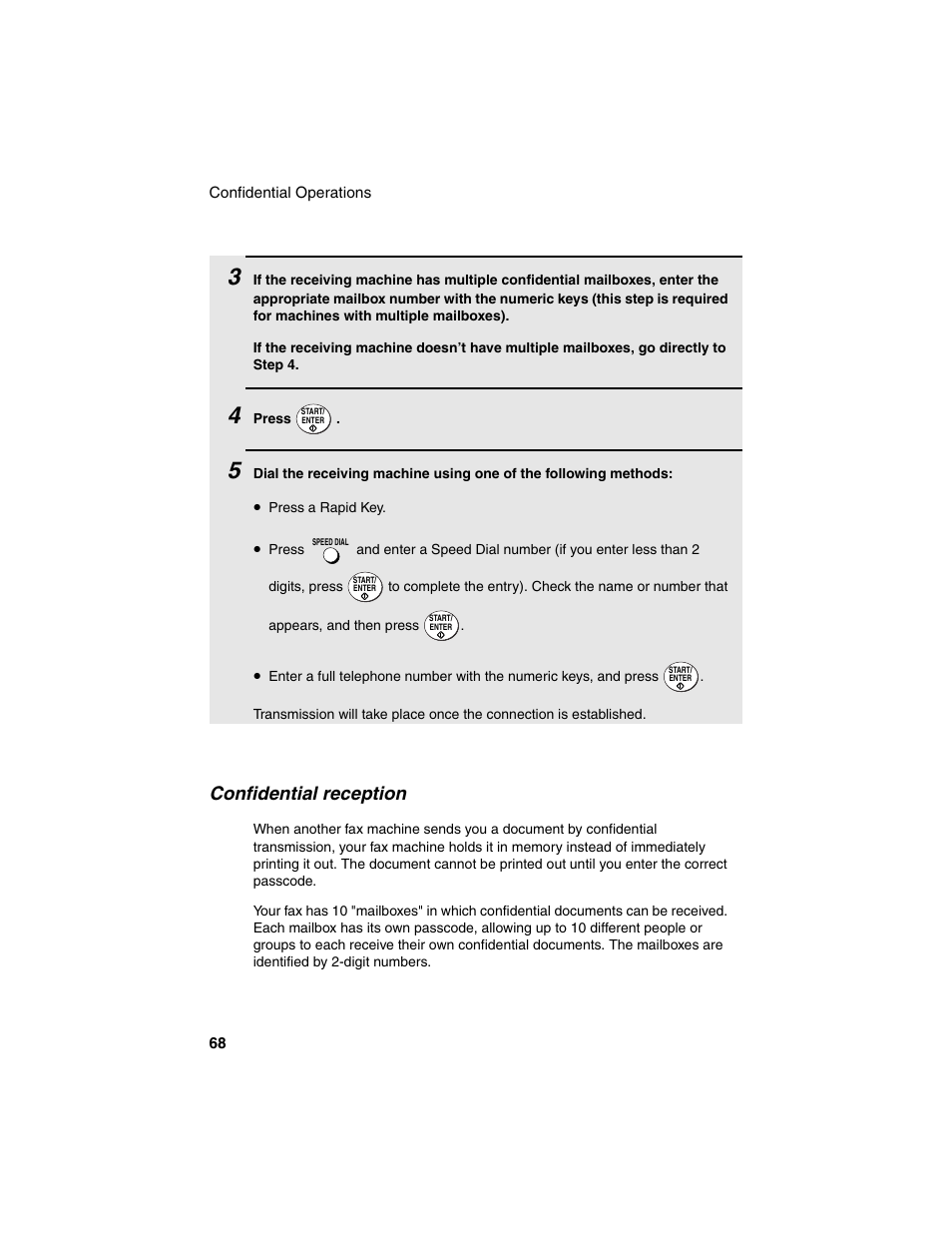 Confidential reception | Sharp FO-4450 User Manual | Page 70 / 144