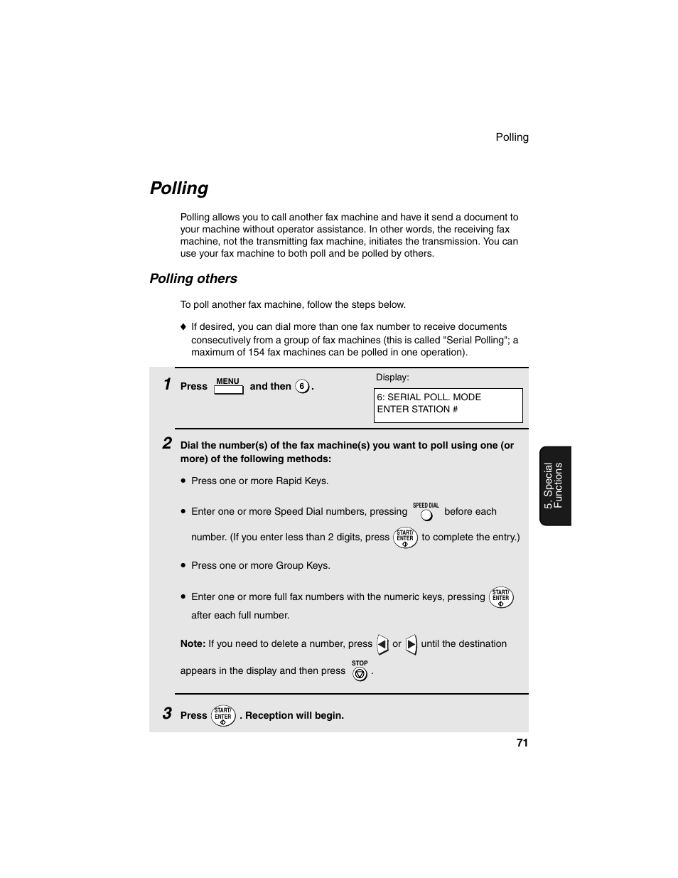 Polling, Polling others | Sharp FO-4450 User Manual | Page 73 / 144