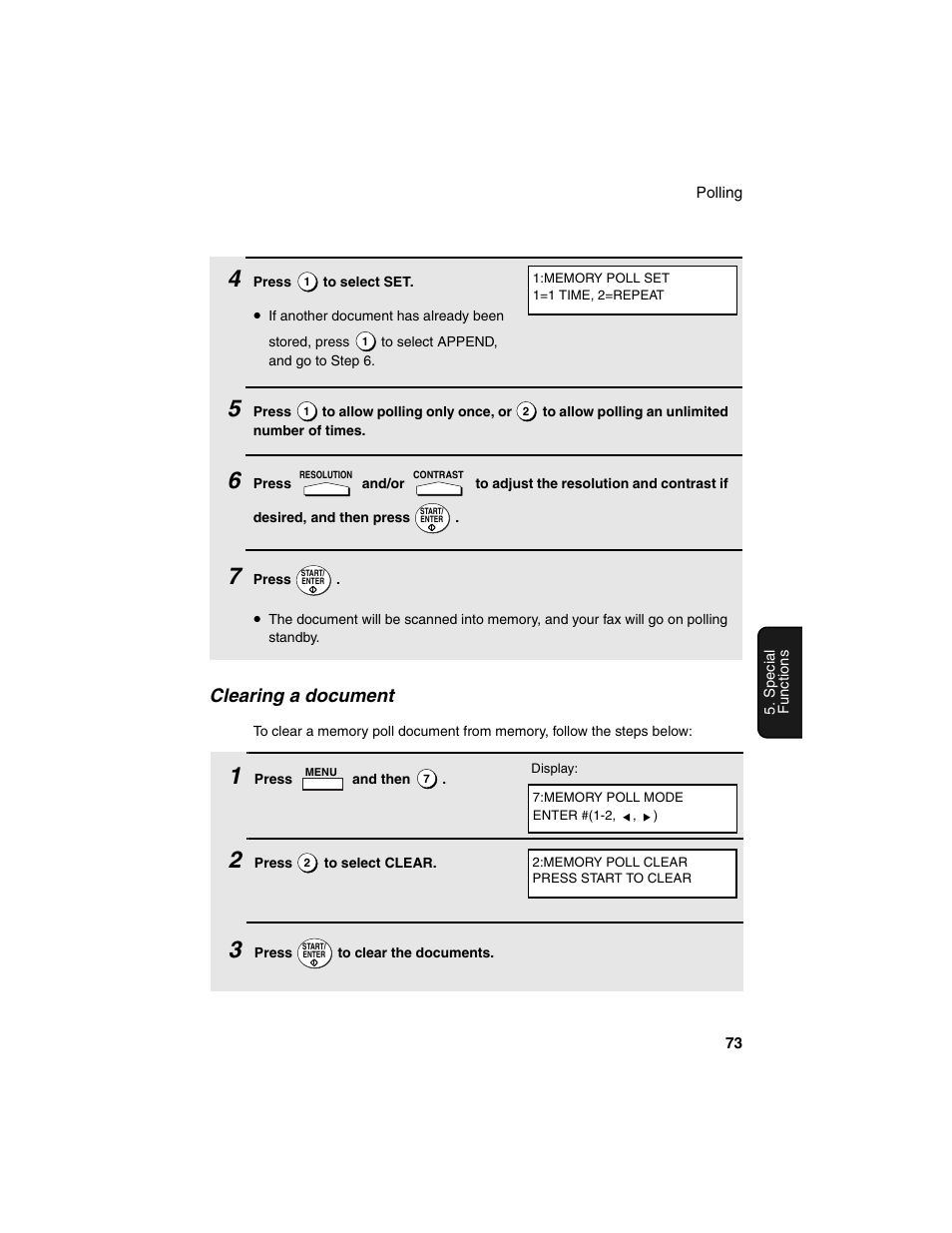 Clearing a document | Sharp FO-4450 User Manual | Page 75 / 144