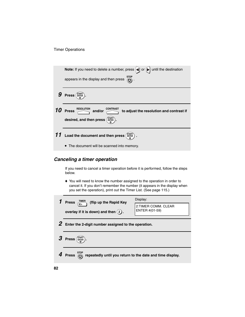 Canceling a timer operation | Sharp FO-4450 User Manual | Page 84 / 144