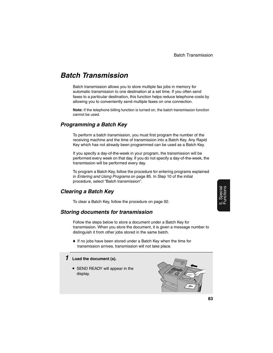 Batch transmission | Sharp FO-4450 User Manual | Page 85 / 144