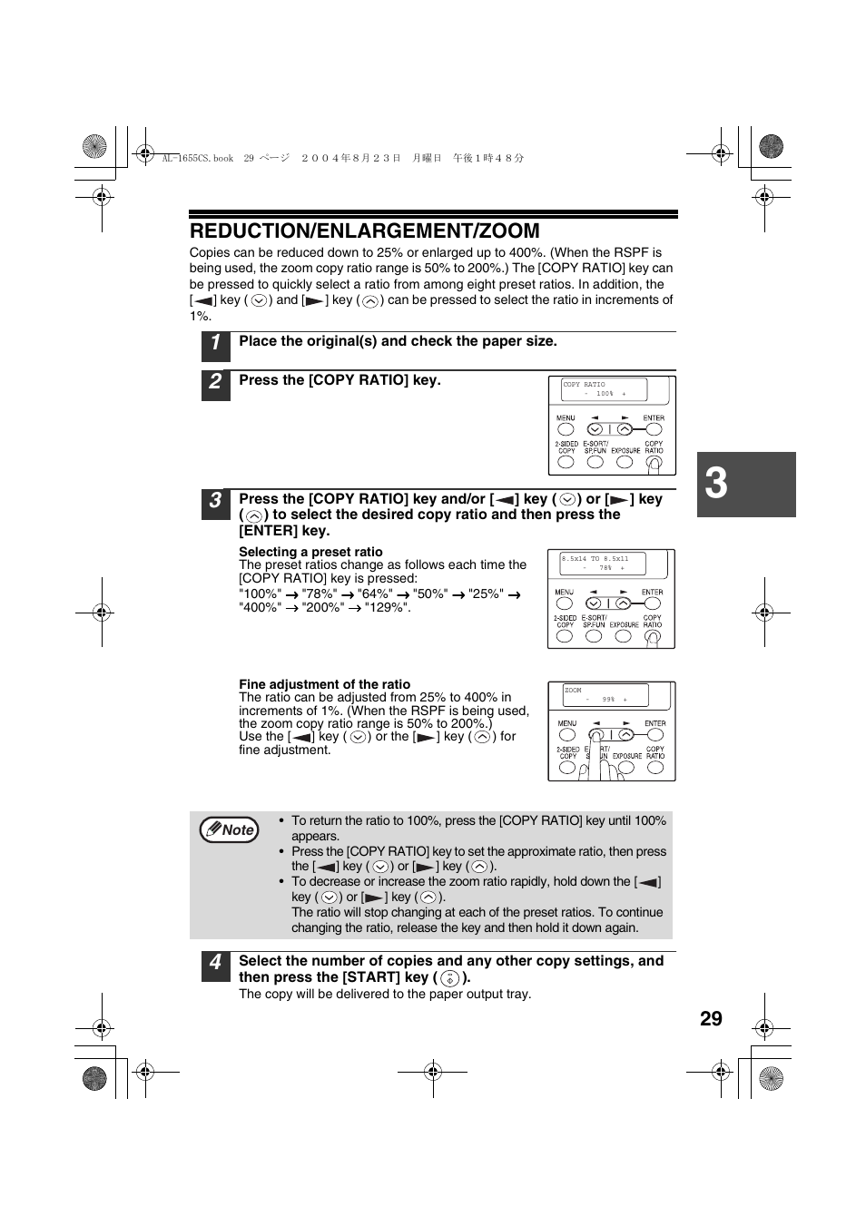 Reduction/enlargement/zoom | Sharp AL-1655CS User Manual | Page 31 / 124