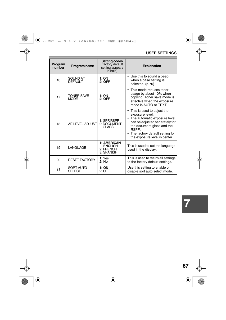 P.67) | Sharp AL-1655CS User Manual | Page 69 / 124
