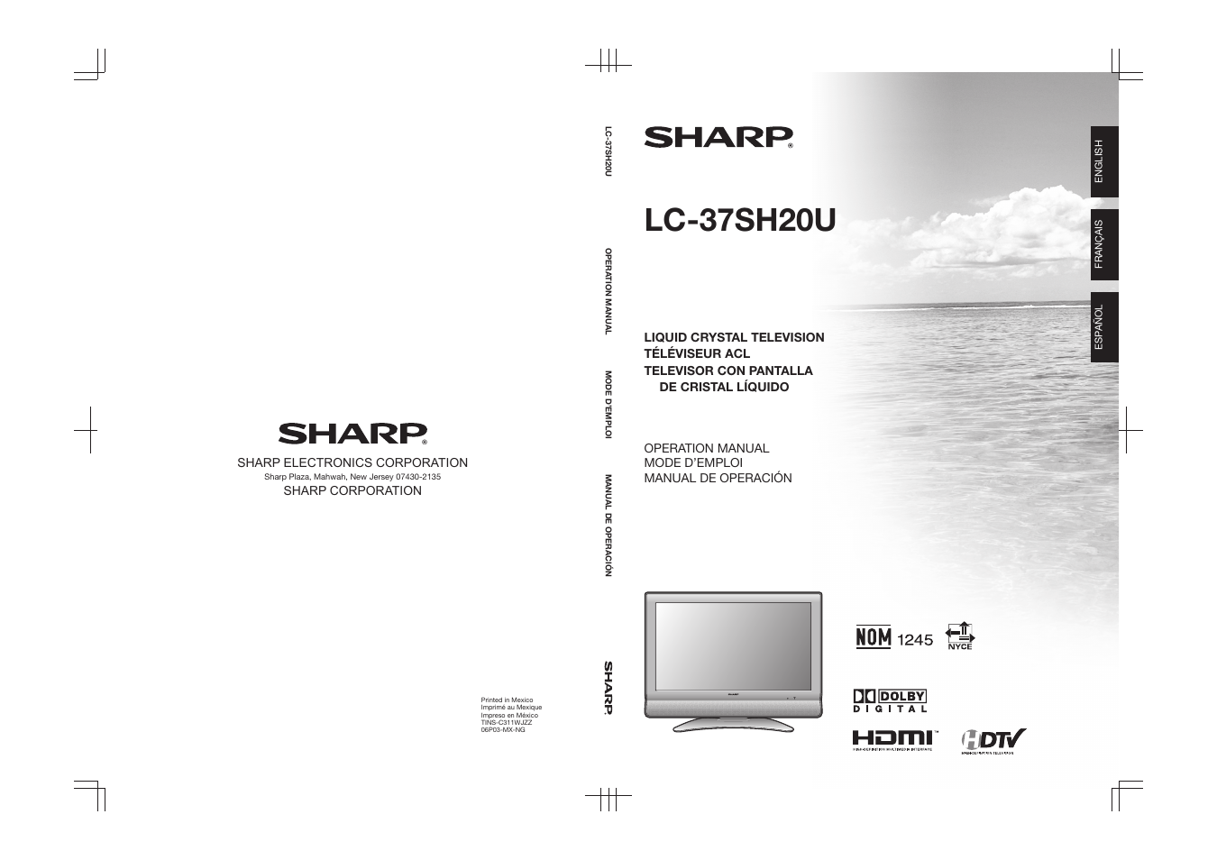 Sharp Aquos LC 37SH20U User Manual | 53 pages