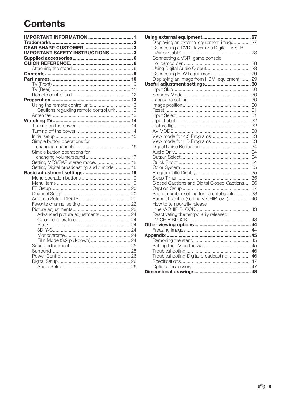 Sharp Aquos LC 37SH20U User Manual | Page 10 / 53