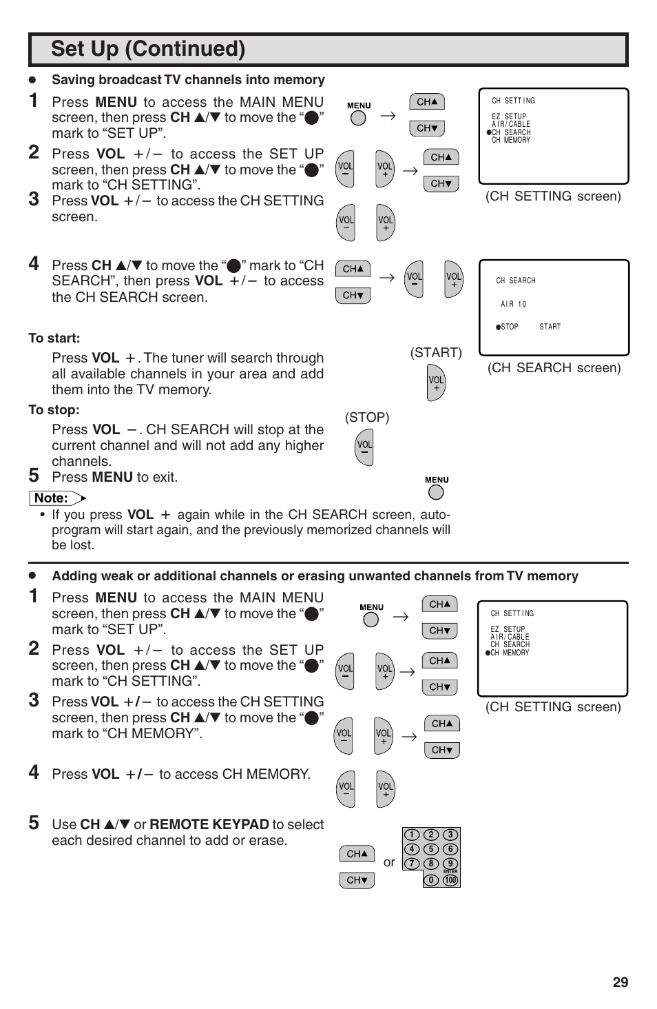 Set up (continued) | Sharp 32U-S60B User Manual | Page 29 / 48