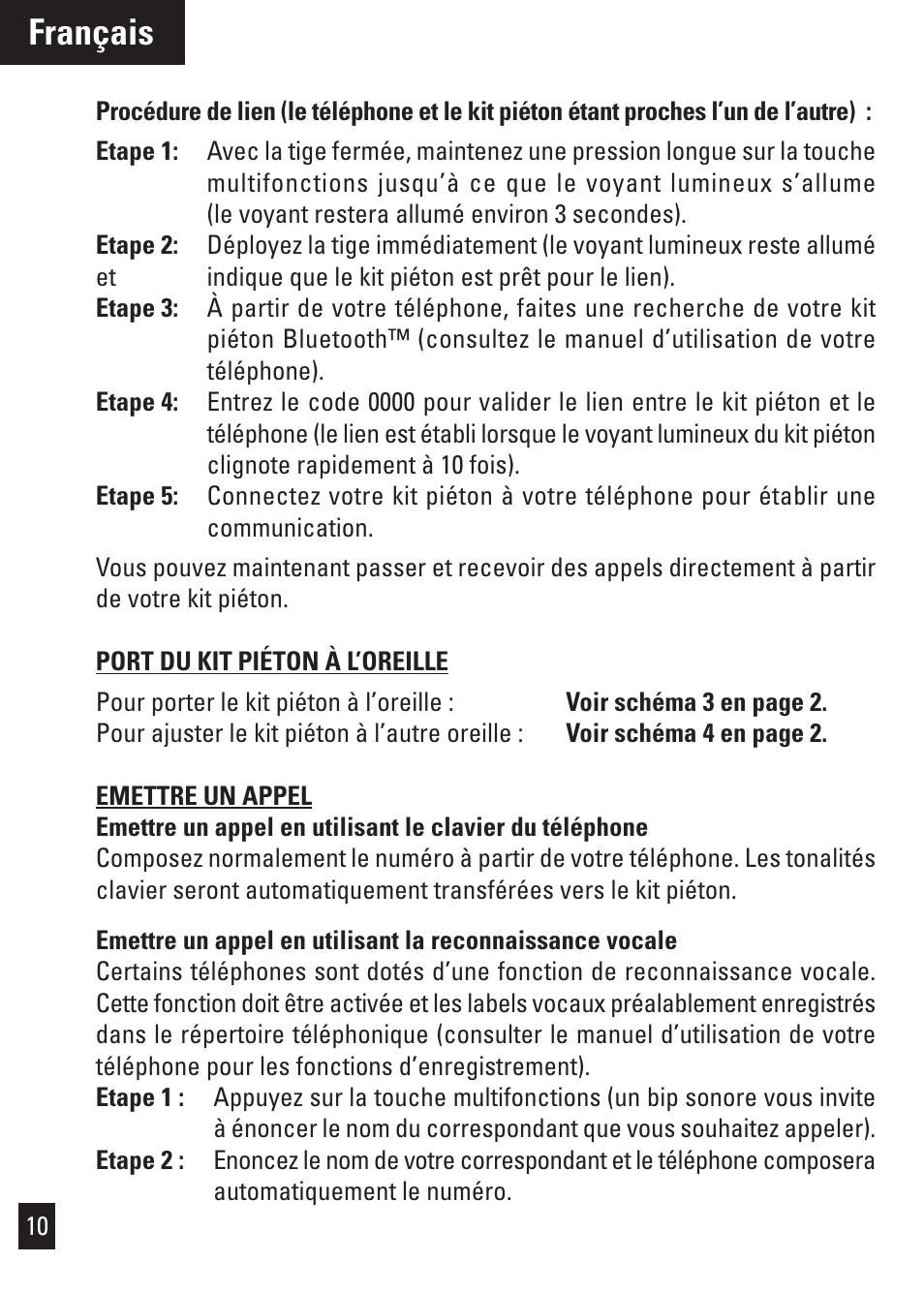 Français | Motorola Bluetooth User Manual | Page 13 / 84