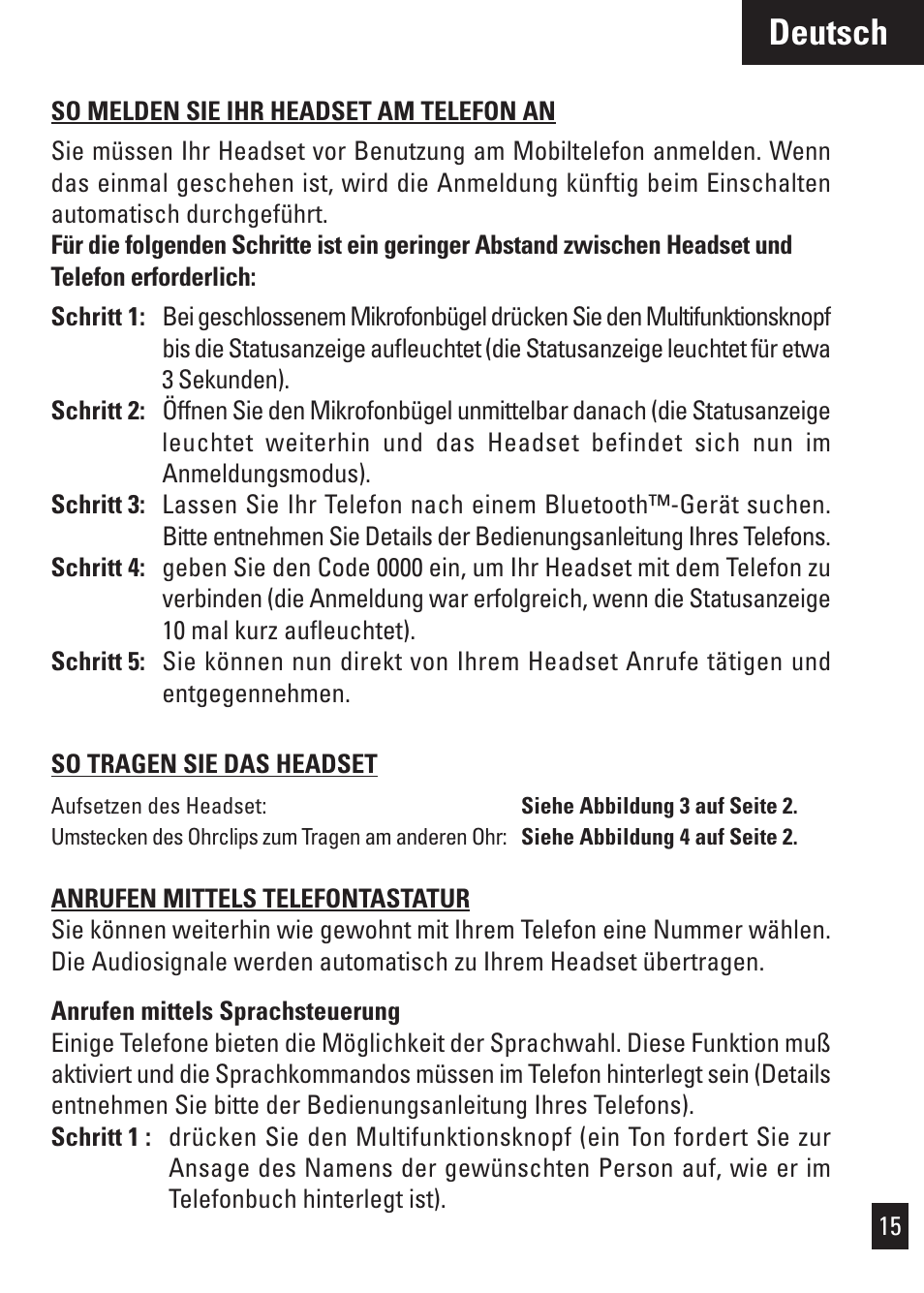 Deutsch | Motorola Bluetooth User Manual | Page 18 / 84