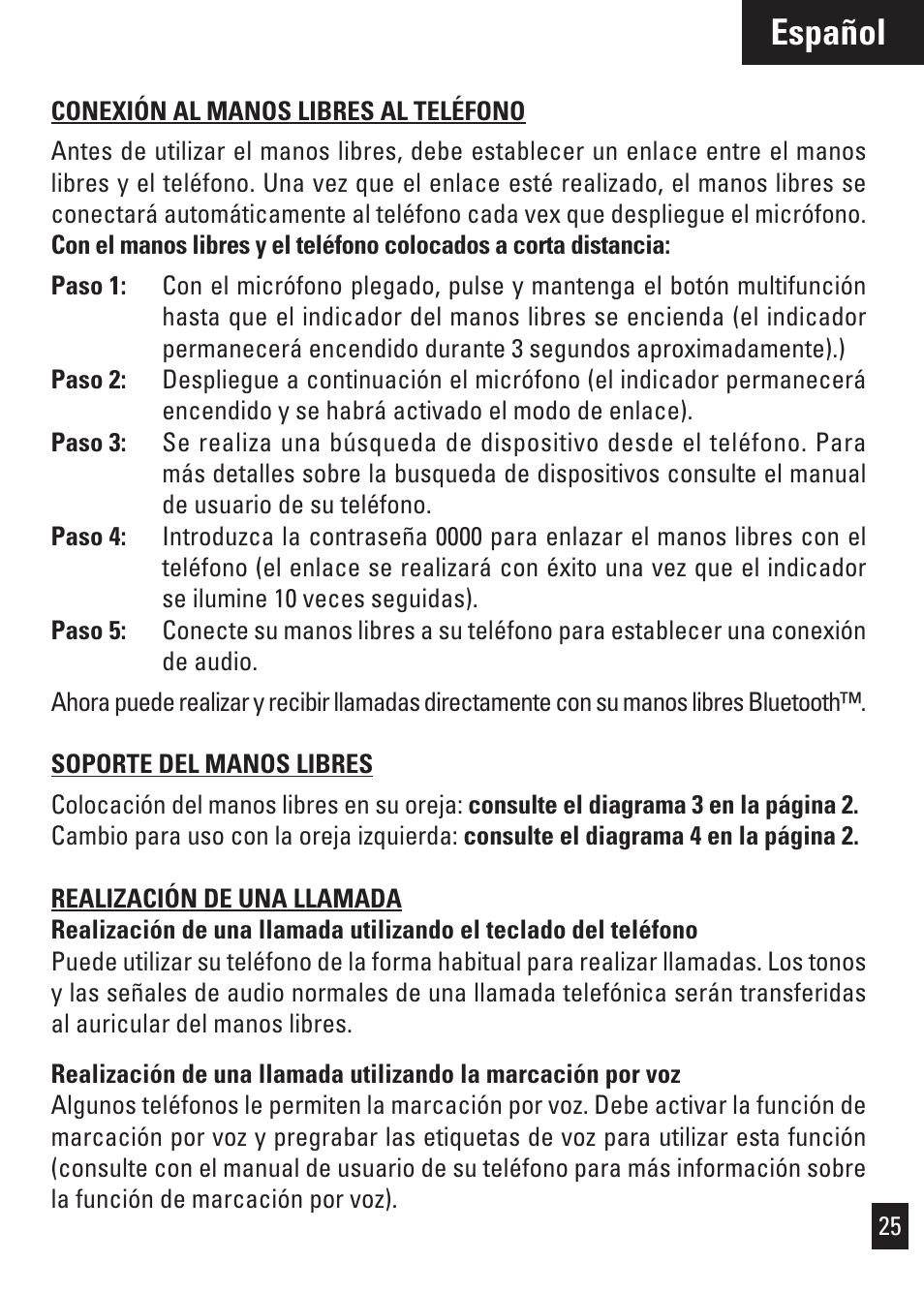 Español | Motorola Bluetooth User Manual | Page 28 / 84