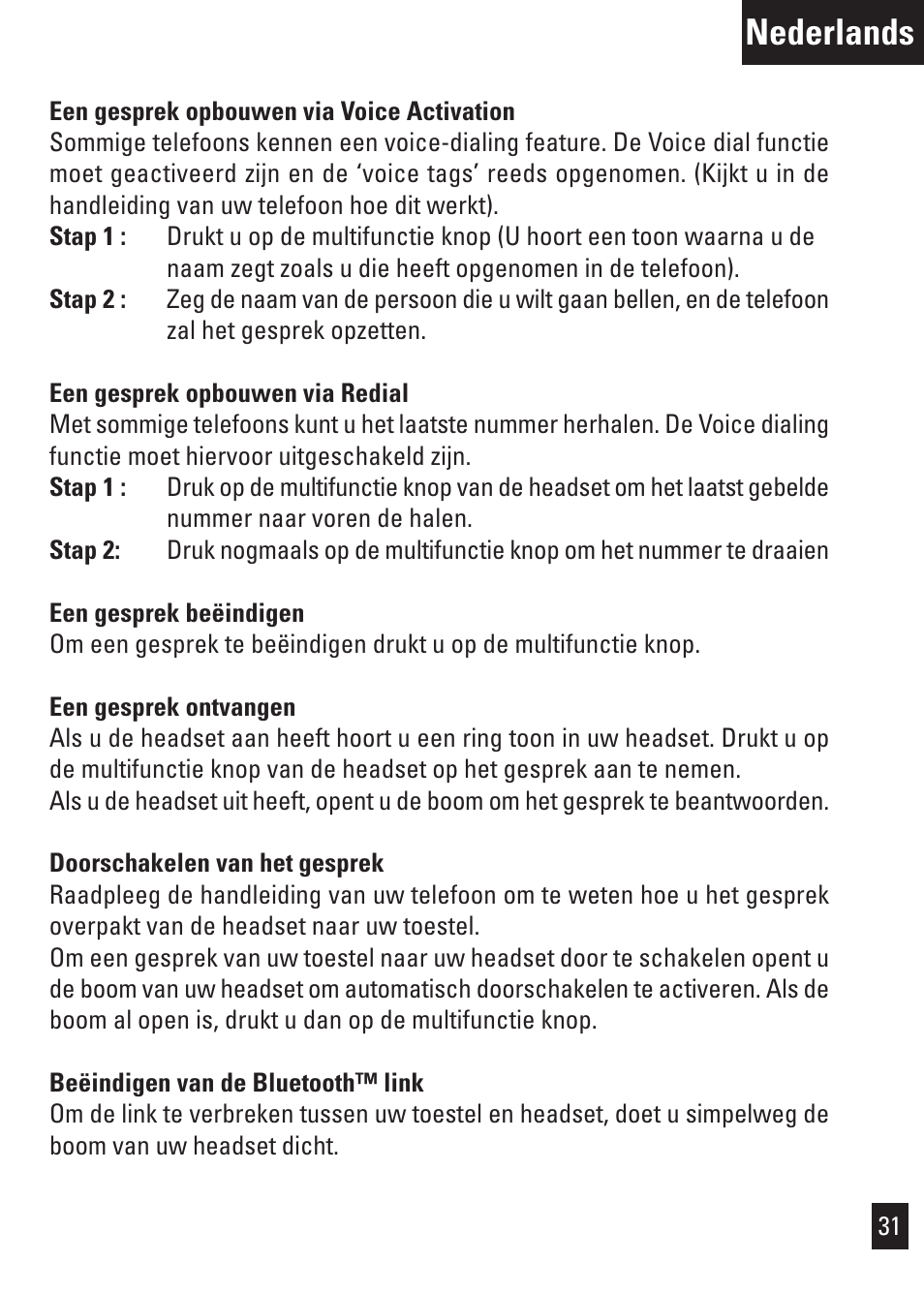 Nederlands | Motorola Bluetooth User Manual | Page 34 / 84