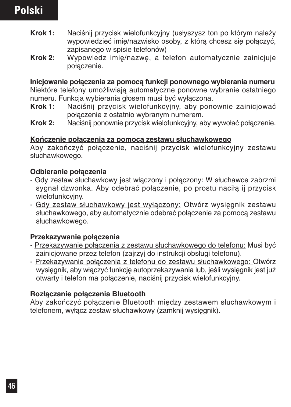 Polski | Motorola Bluetooth User Manual | Page 49 / 84