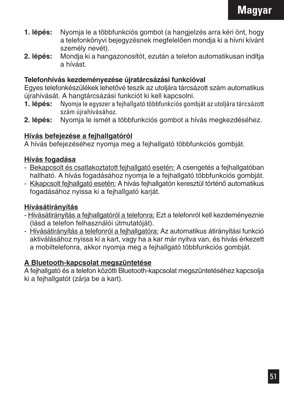 Magyar | Motorola Bluetooth User Manual | Page 54 / 84