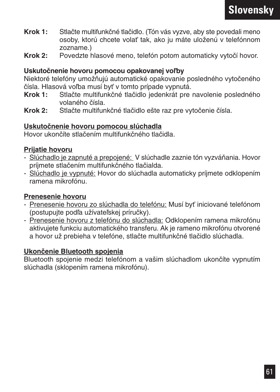 Slovensky | Motorola Bluetooth User Manual | Page 64 / 84