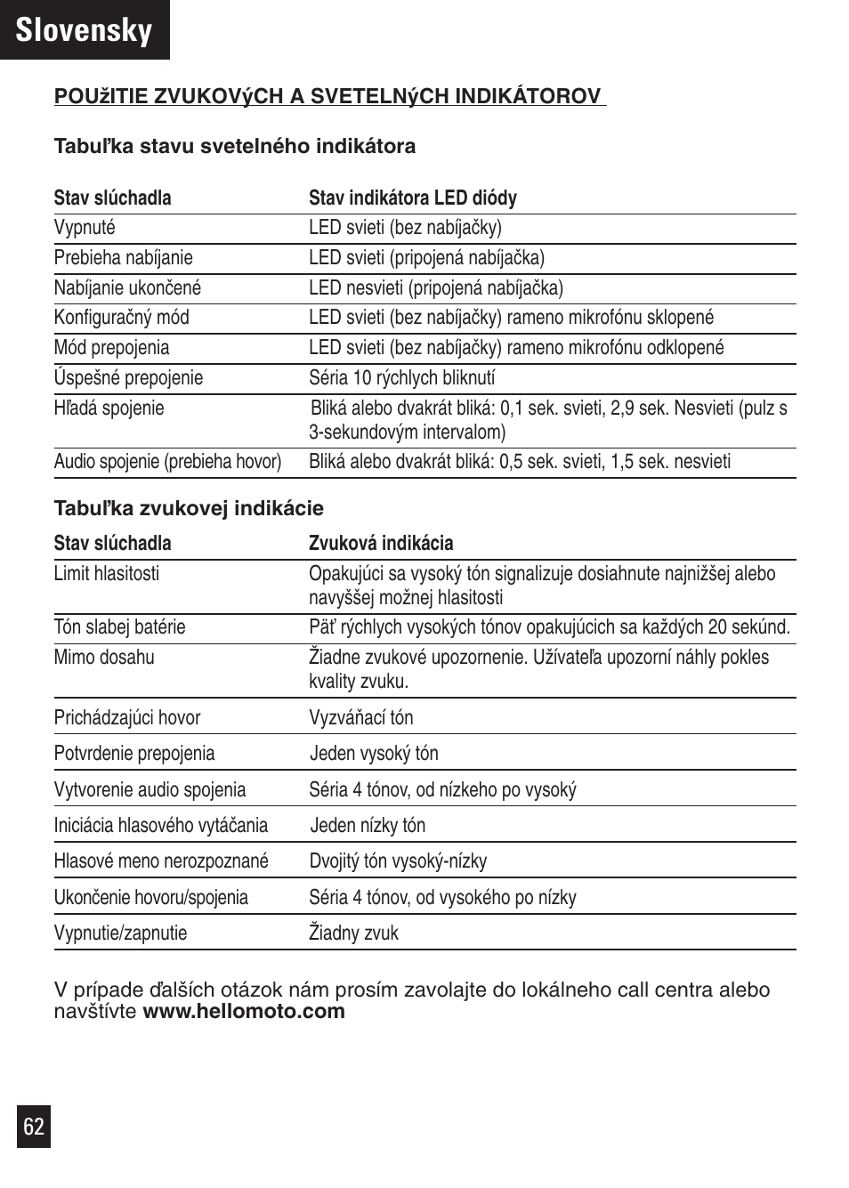 Slovensky | Motorola Bluetooth User Manual | Page 65 / 84