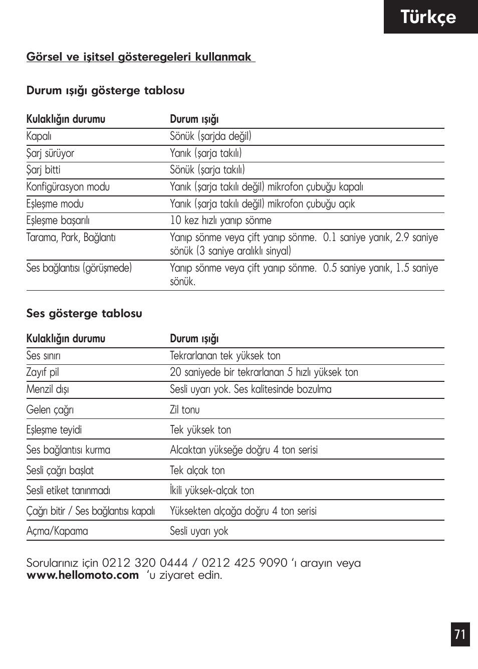 Türkçe | Motorola Bluetooth User Manual | Page 76 / 84