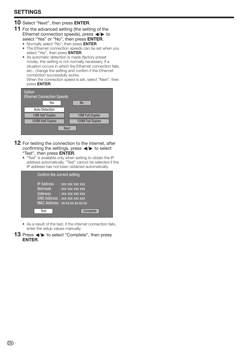 Settings | Sharp BD-HP17U User Manual | Page 42 / 55