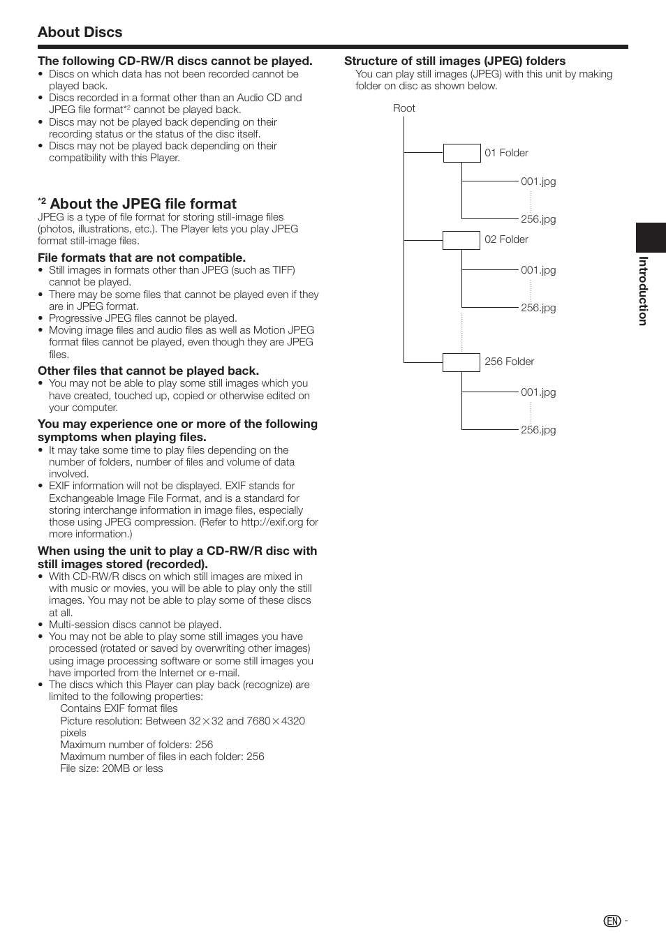 About discs, About the jpeg file format | Sharp BD-HP17U User Manual | Page 9 / 55