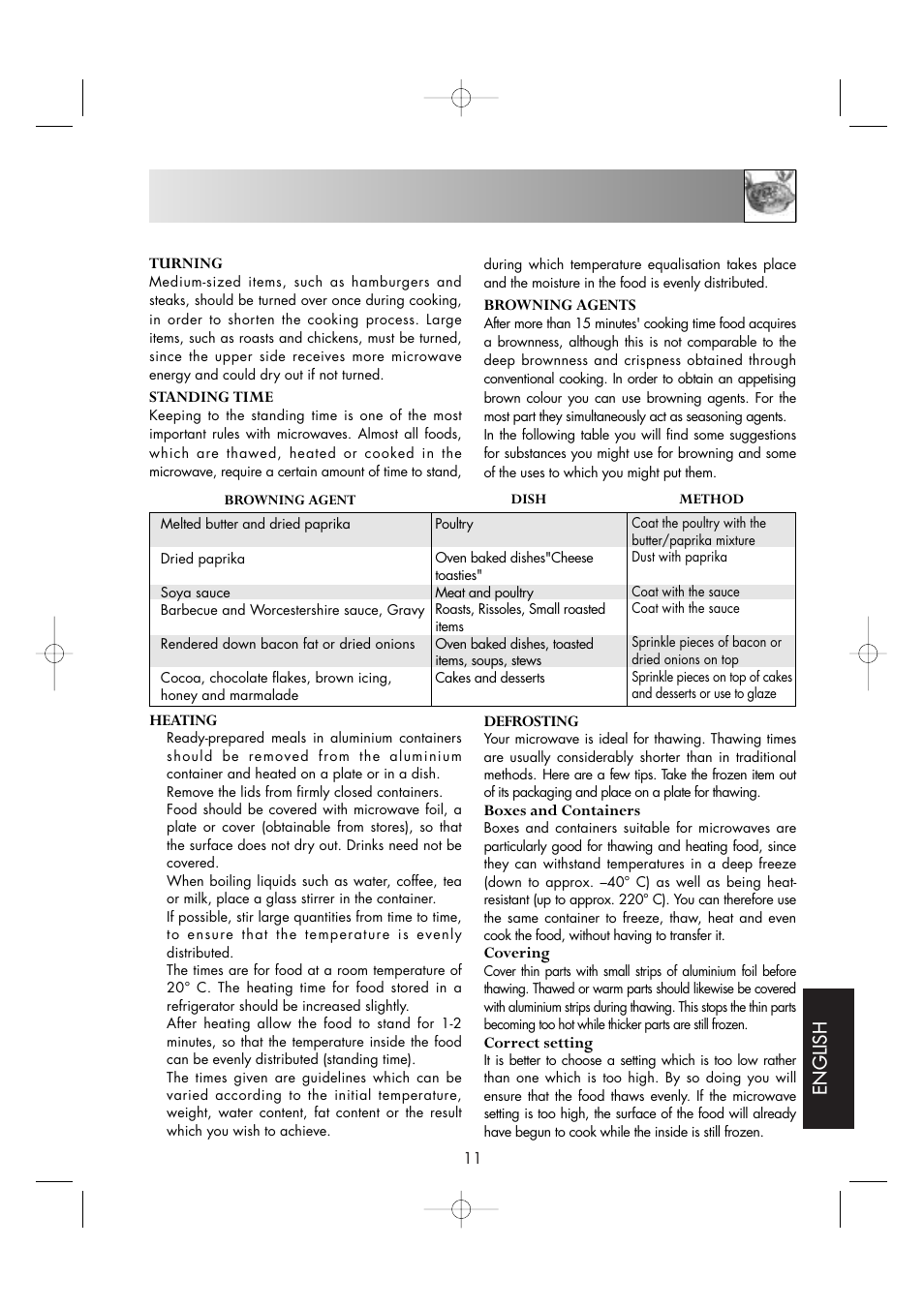 Tips and advice, English | Sharp ENGLISH R-605 User Manual | Page 13 / 30