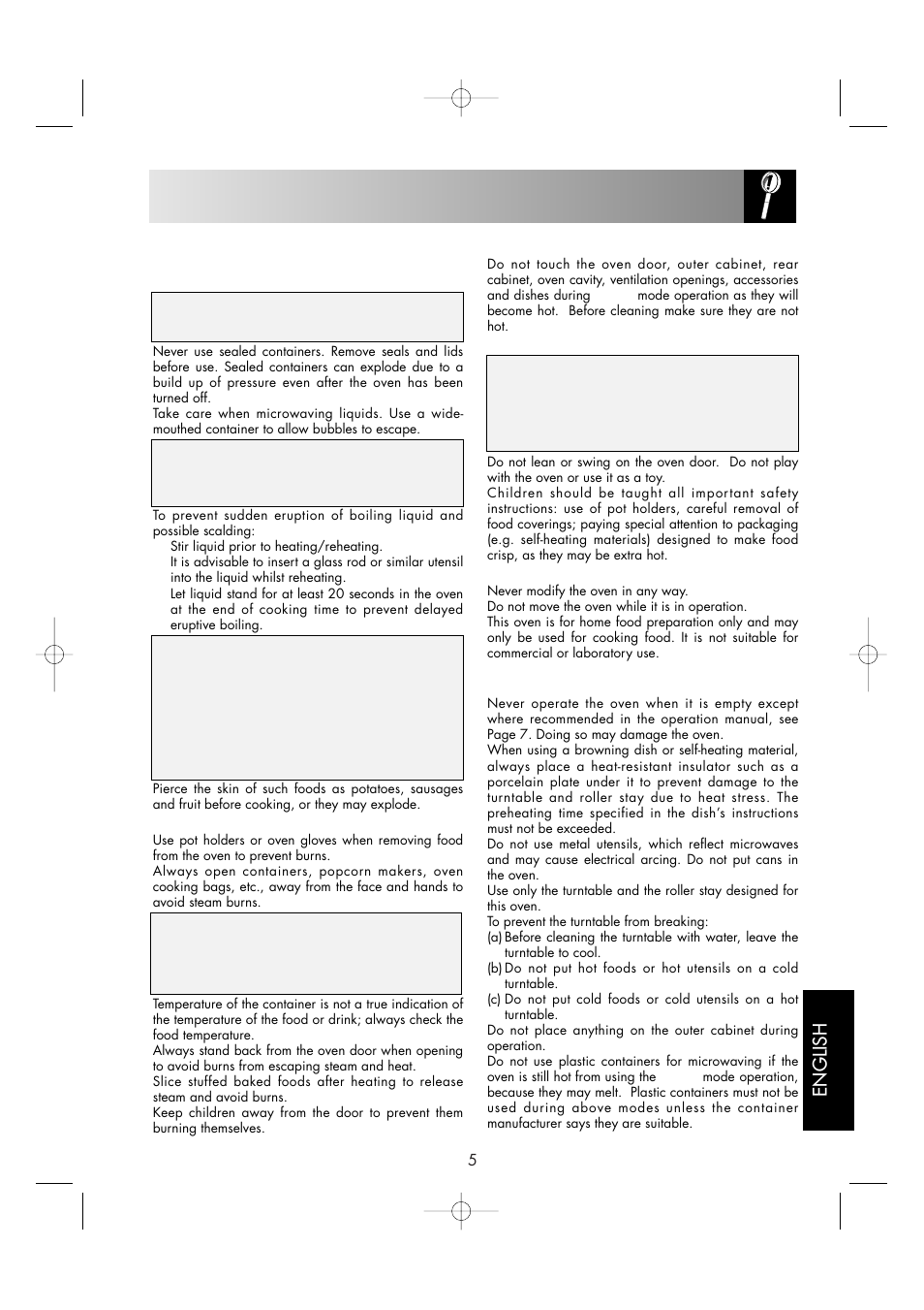 Important safety instructions, English | Sharp ENGLISH R-605 User Manual | Page 7 / 30