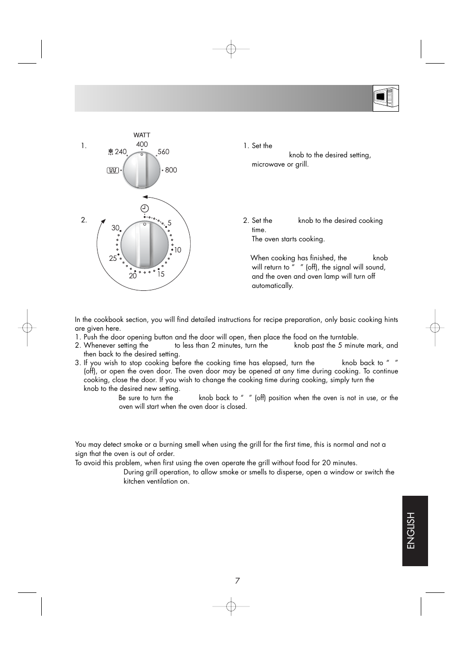 Microwave/grill cooking, English | Sharp ENGLISH R-605 User Manual | Page 9 / 30