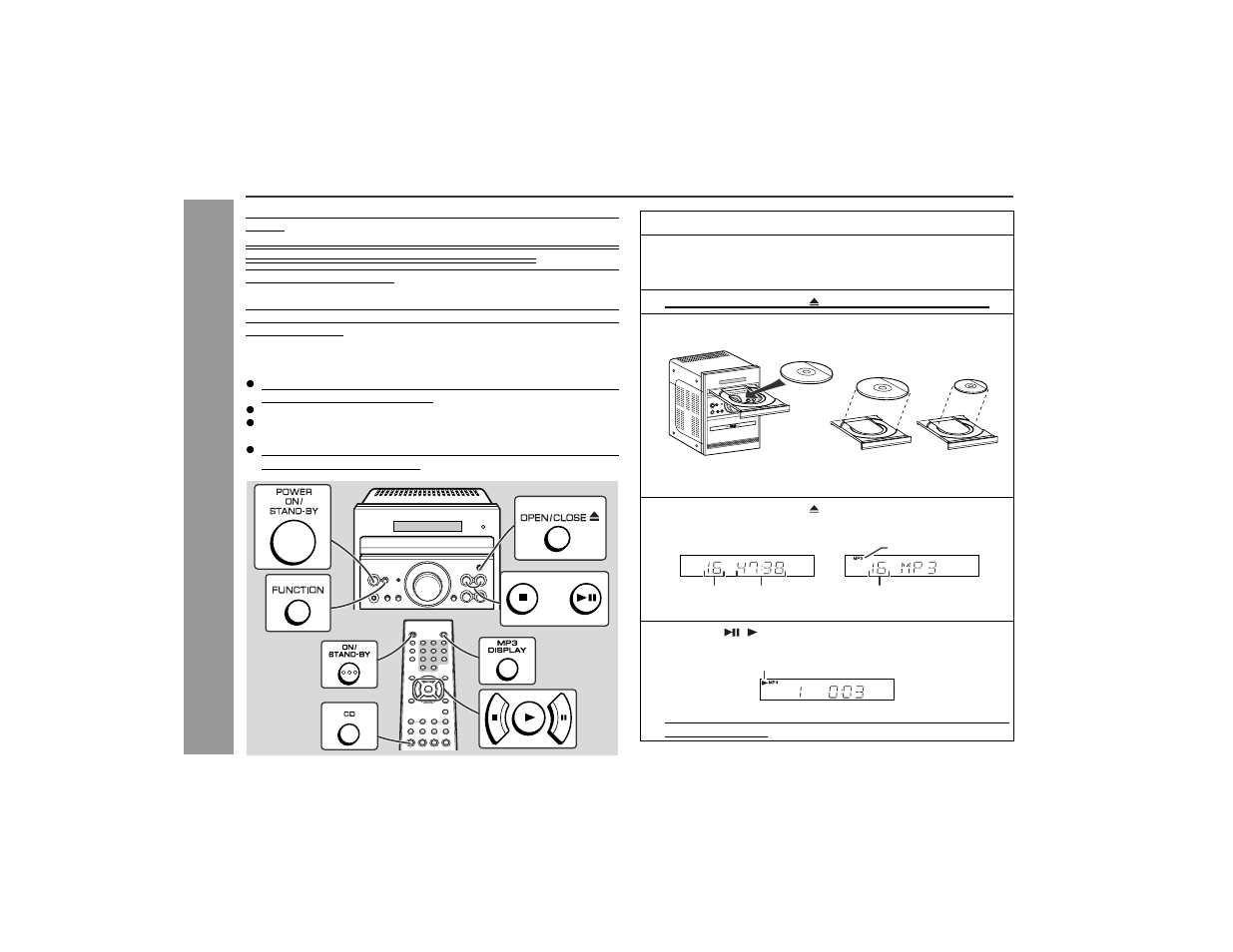 Listening to a cd or mp3 disc, Cd or mp3 disc pla ybac k | Sharp XL-E80 User Manual | Page 14 / 32