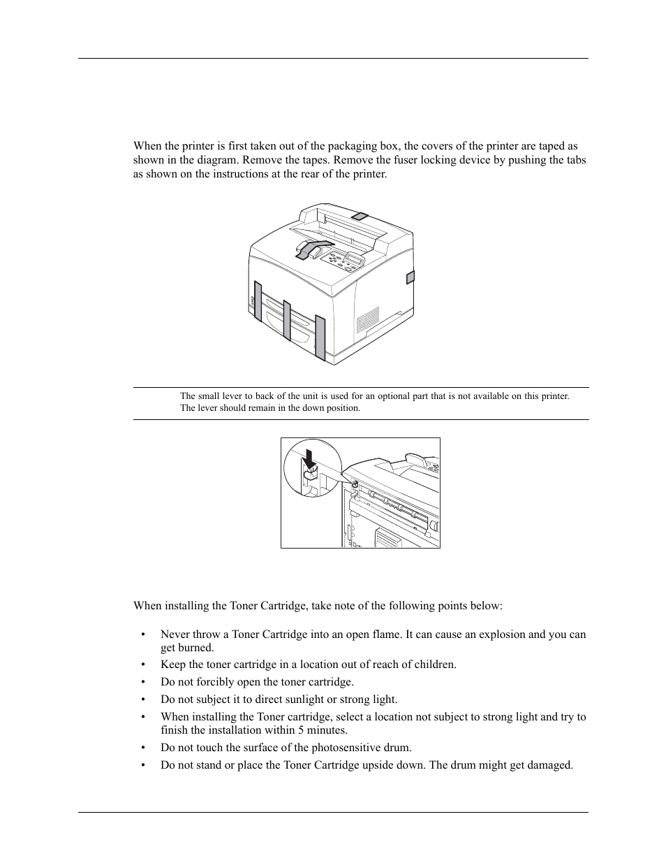 Installation procedure, Removing the tape, Installing the toner cartridge | Installation procedure -3 | Sharp DX-B350P User Manual | Page 13 / 28