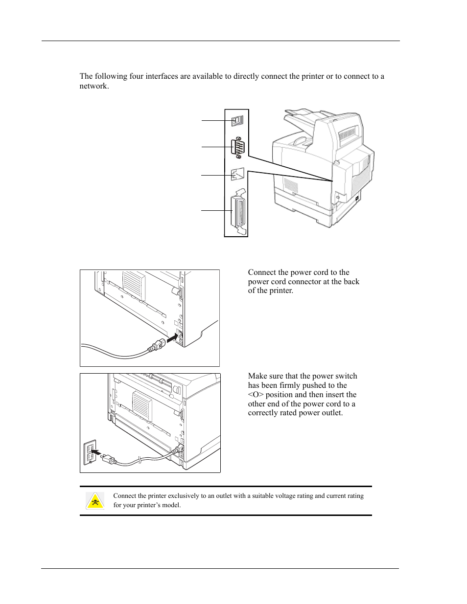 Connecting an interface, Connecting the power cord | Sharp DX-B350P User Manual | Page 18 / 28