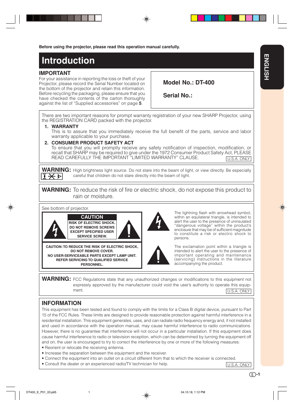 Sharp DT-400 User Manual | 67 pages