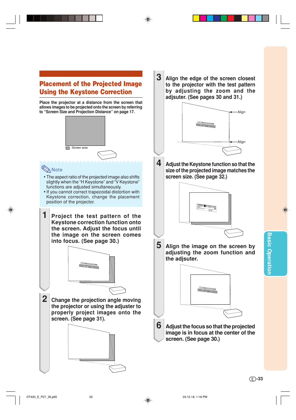 Basic operation | Sharp DT-400 User Manual | Page 33 / 67