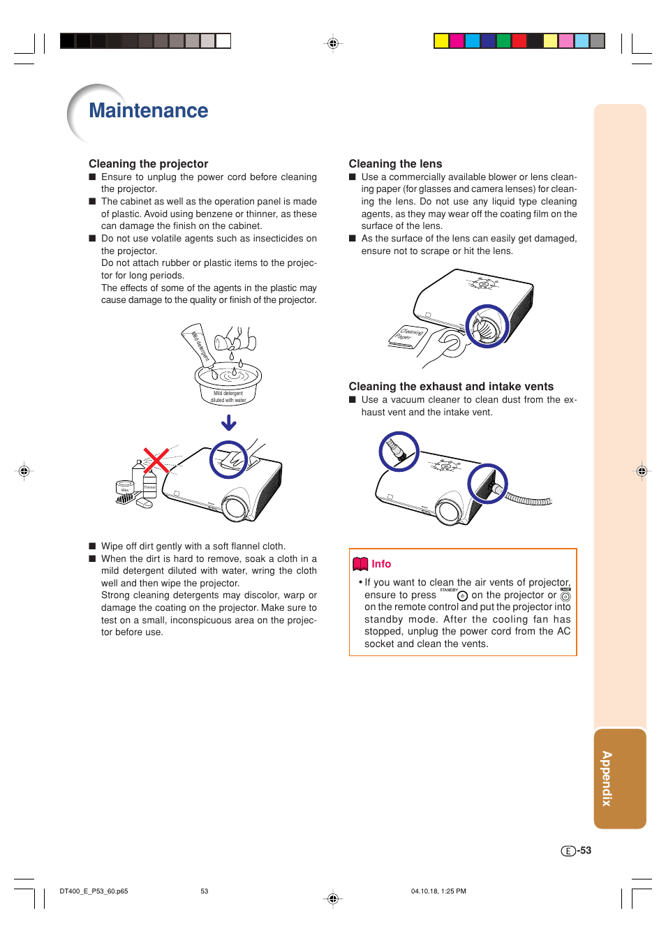 Maintenance, Appendix | Sharp DT-400 User Manual | Page 53 / 67