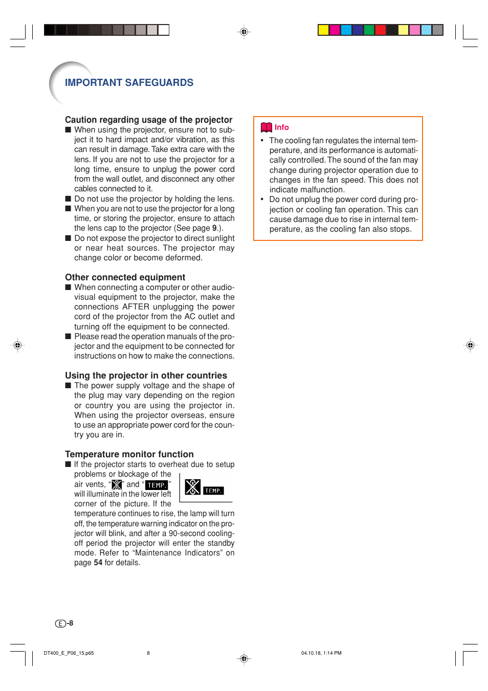 Important safeguards | Sharp DT-400 User Manual | Page 8 / 67