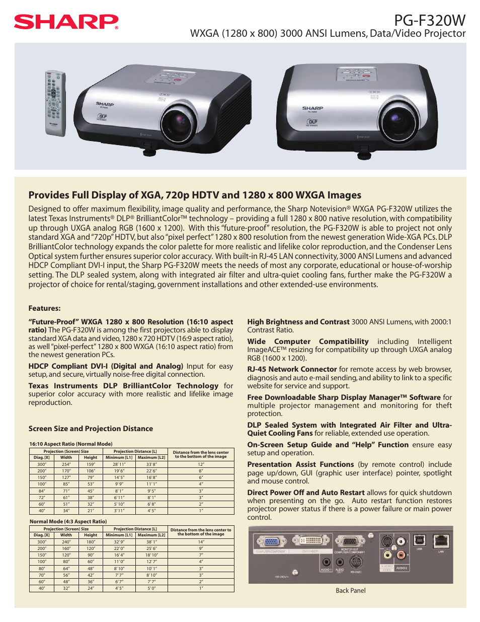 Sharp Notevision PG-F320W User Manual | 2 pages