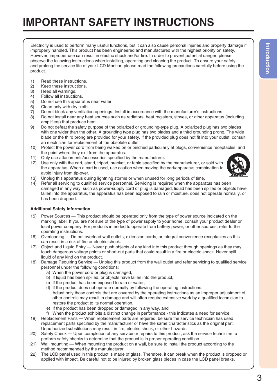 Important safety instructions | Sharp TL-M4600 User Manual | Page 5 / 55