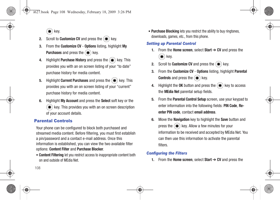 Parental controls | Sharp SGH-I627 User Manual | Page 112 / 156