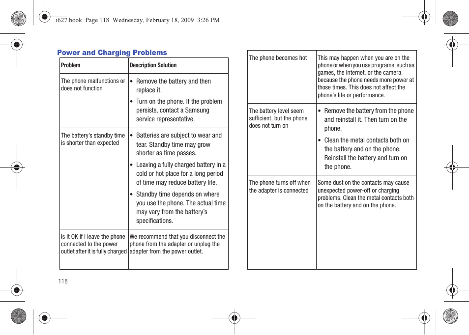 Power and charging problems | Sharp SGH-I627 User Manual | Page 122 / 156