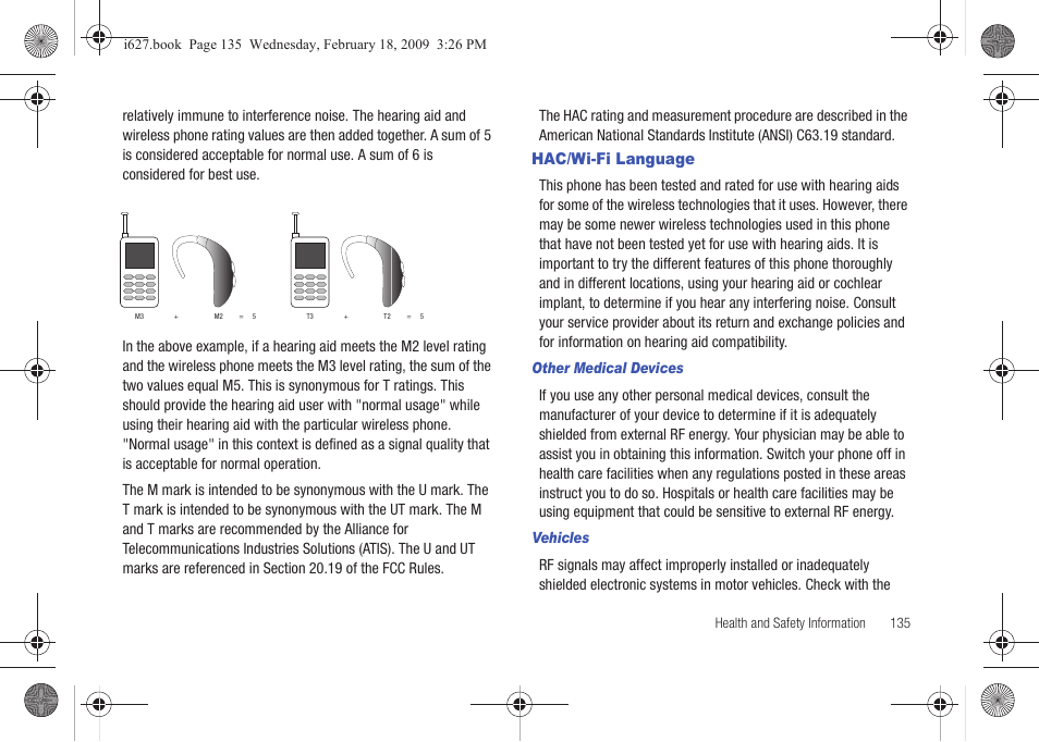 Hac/wi-fi language | Sharp SGH-I627 User Manual | Page 139 / 156