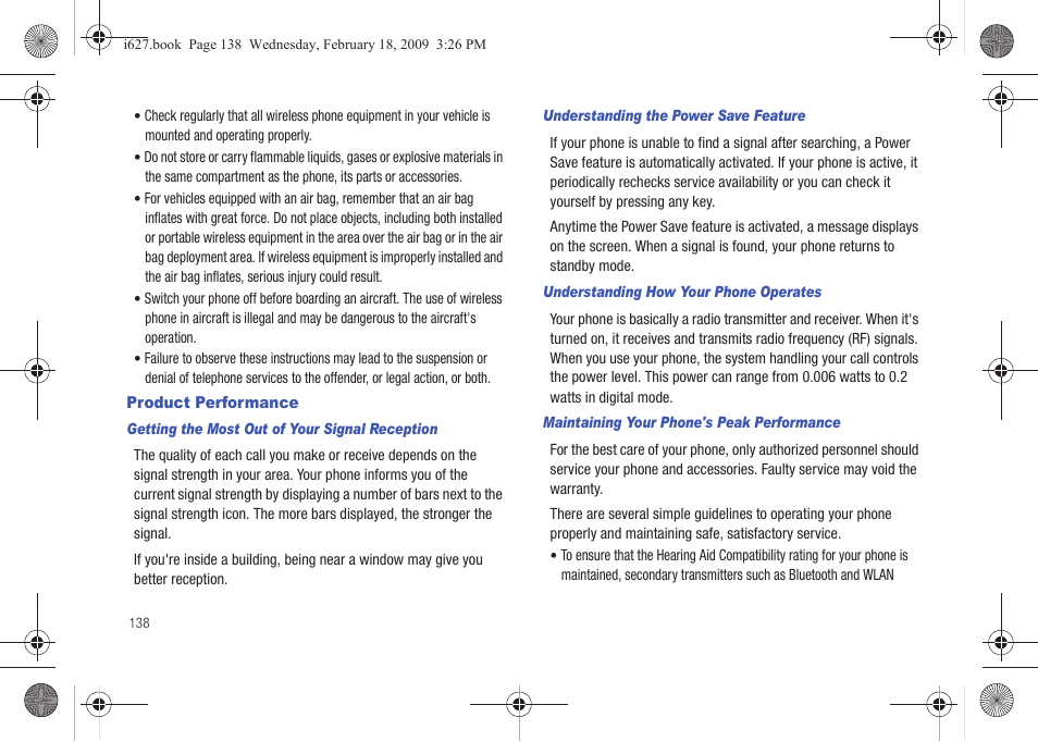 Product performance | Sharp SGH-I627 User Manual | Page 142 / 156