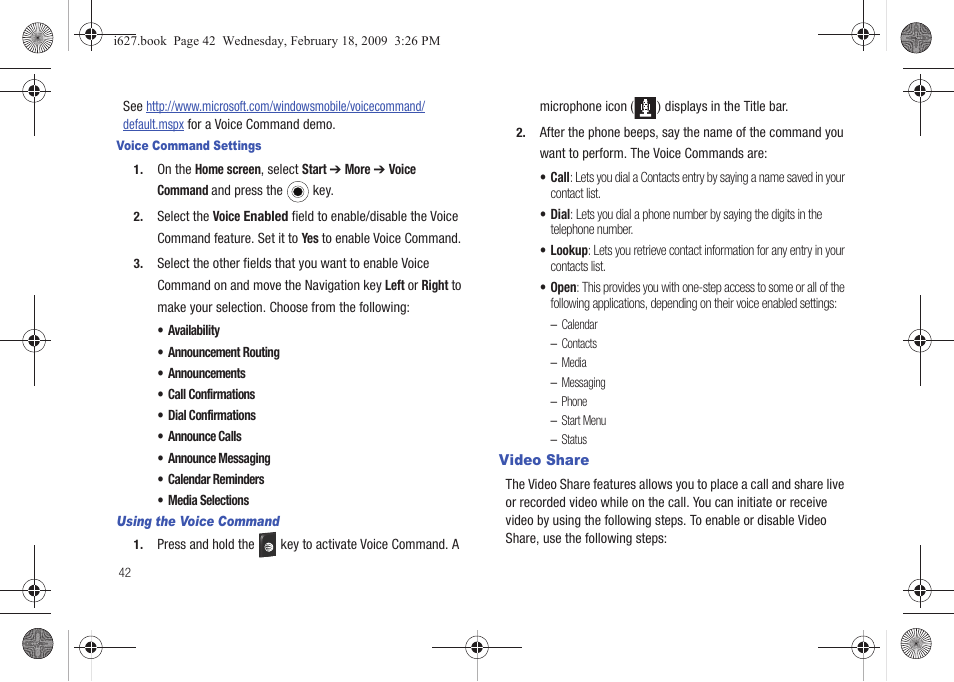 Video share | Sharp SGH-I627 User Manual | Page 46 / 156