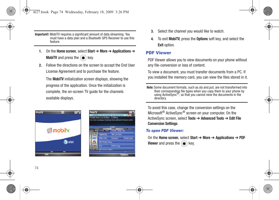 Pdf viewer | Sharp SGH-I627 User Manual | Page 78 / 156
