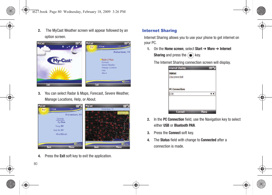Internet sharing | Sharp SGH-I627 User Manual | Page 84 / 156