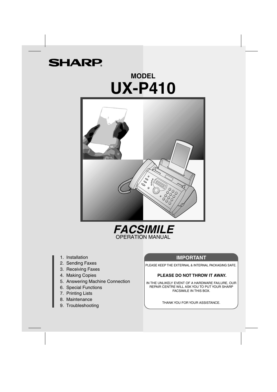 Sharp UX-P410 User Manual | 87 pages