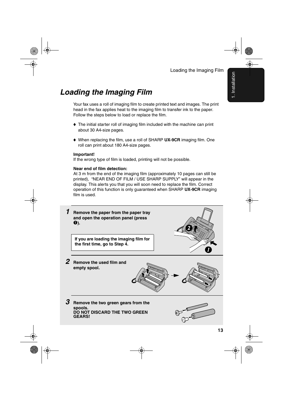 Loading the imaging film | Sharp UX-P410 User Manual | Page 15 / 87